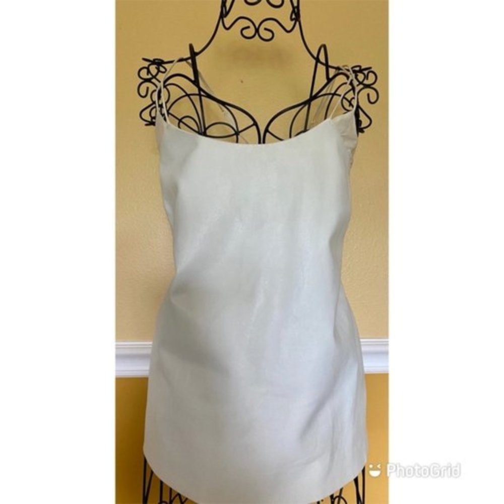 Vince leather and silk spaghetti straps top
